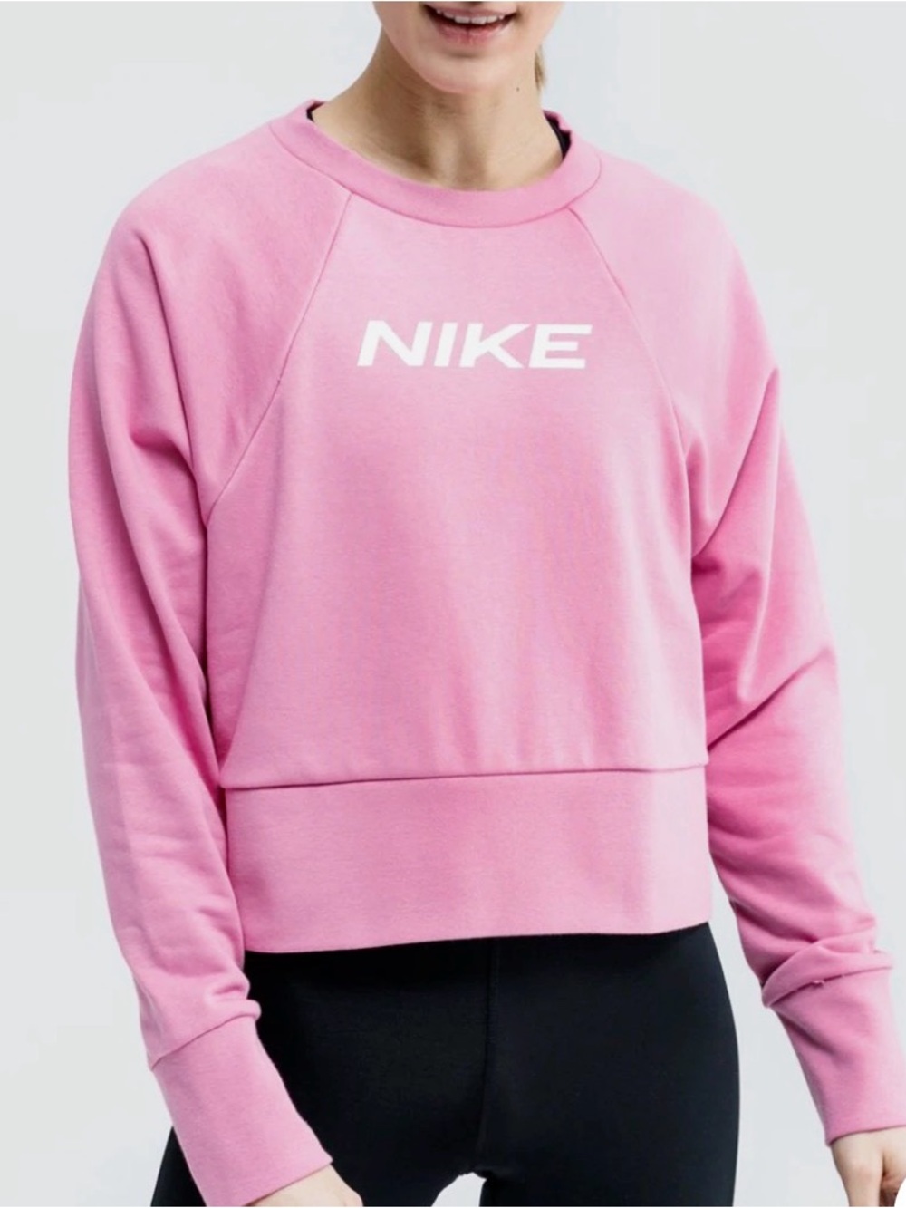NWOT Nike Women's Pink/White Fleece Training Crop Sweatshirt XL